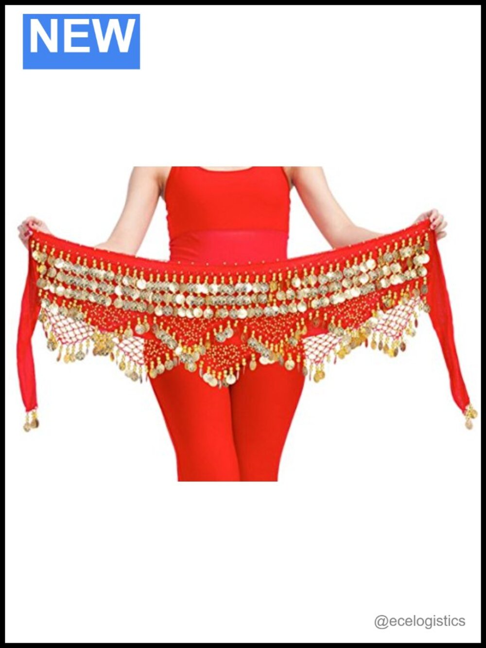 Velvet Belly Dance Hip Scarf with 320 Coins Tribal Belt